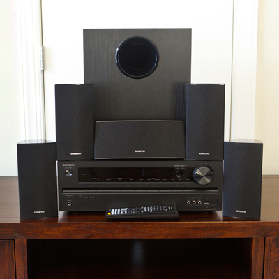 ONKYO® 5.1-Channel Home Theater System - Experience stunning sound in your own home with this theater system.  Includes 4 satellite speakers, a center-channel speaker, 8" subwoofer, surround sound decoders, AM/FM tuner, 4 HDMI inputs and front-panel USB port.